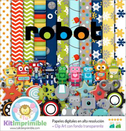 Papel Digital Robots M4 - Patrones, Personajes y Accesorios