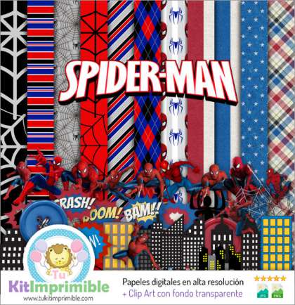 Papel Digital Spiderman Hombre Araña M1 - Patrones, Personajes y Accesorios