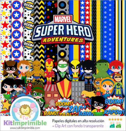Papel Digital Super Heroes M1 - Patrones, Personajes y Accesorios