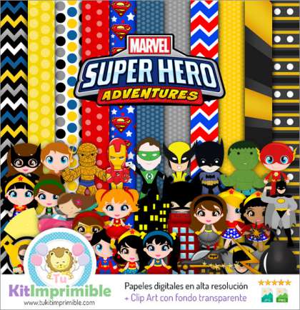 Papel Digital Super Heroes M2 - Patrones, Personajes y Accesorios