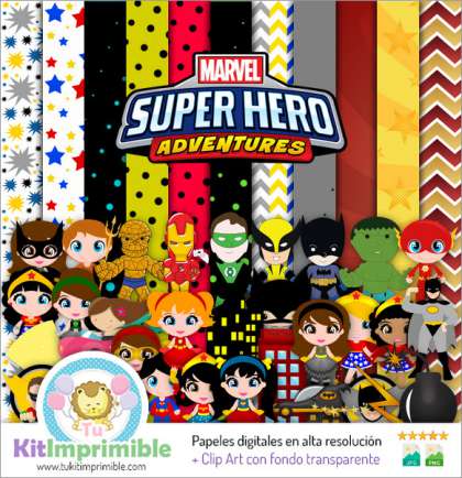Papel Digital Super Heroes M4 - Patrones, Personajes y Accesorios
