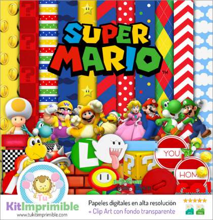 Papel Digital Super Mario Bros M5 - Patrones, Personajes y Accesorios