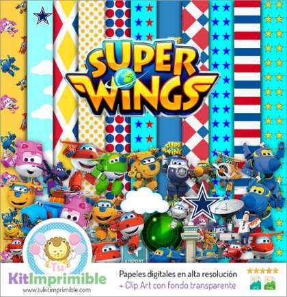 Papel Digital Super Wings M1 - Patrones, Personajes y Accesorios