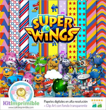 Papel Digital Super Wings M2 - Patrones, Personajes y Accesorios