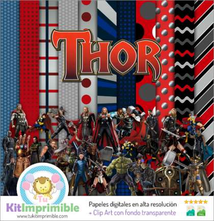 Papel Digital Thor Superheroe M1 - Patrones, Personajes y Accesorios