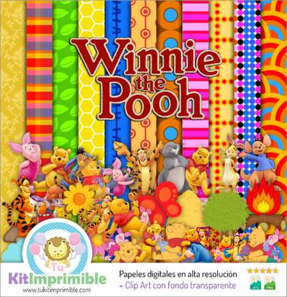 Papel Digital Winnie The Pooh M1 - Patrones, Personajes y Accesorios
