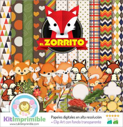 Papel Digital Zorrito M3 - Patrones, Personajes y Accesorios