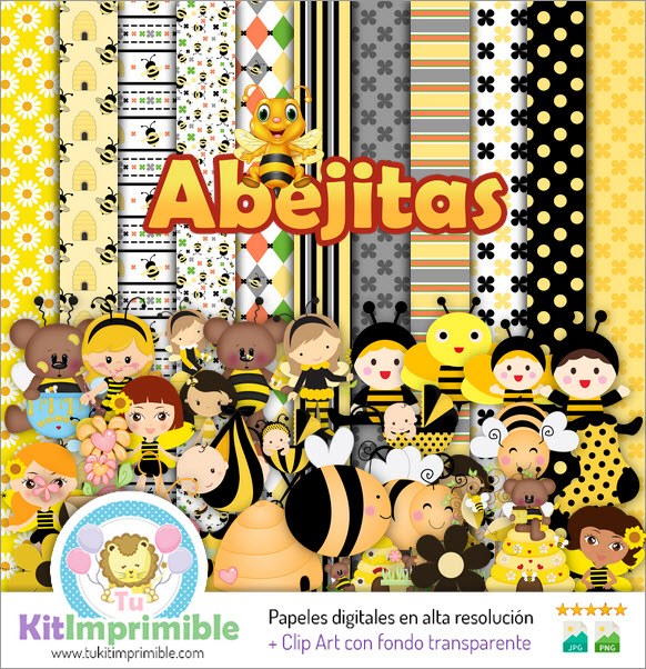 Bees Digital Paper M1 - Patterns, Characters and Accessories