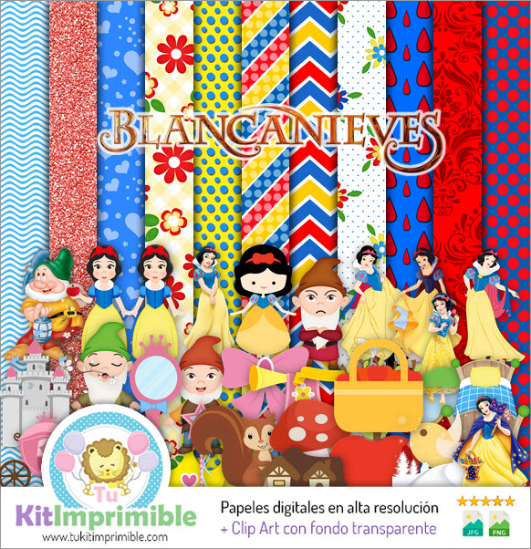 Papel Digital Blanca Nieves M1 - Patrones, Personajes y Accesorios