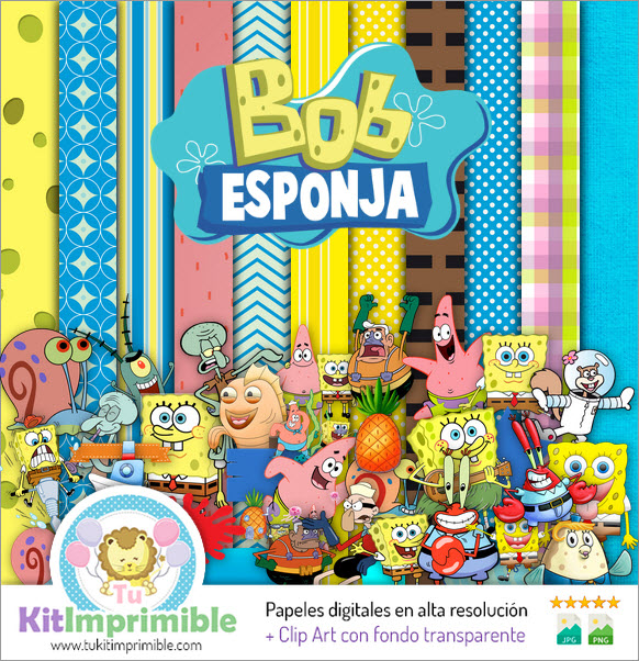 Papel Digital Bob Esponja M1 - Patrones, Personajes y Accesorios