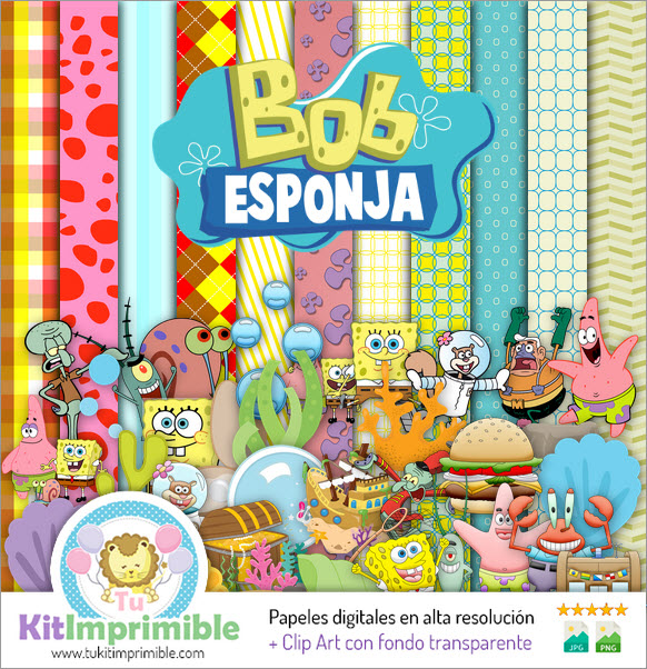 Papel Digital Bob Esponja M3 - Patrones, Personajes y Accesorios