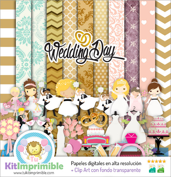 Papel Digital Boda M5 - Patrones, Personajes y Accesorios