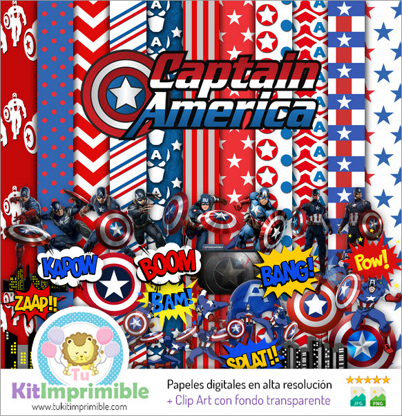 Papel Digital Capitan America M1 - Patrones, Personajes y Accesorios
