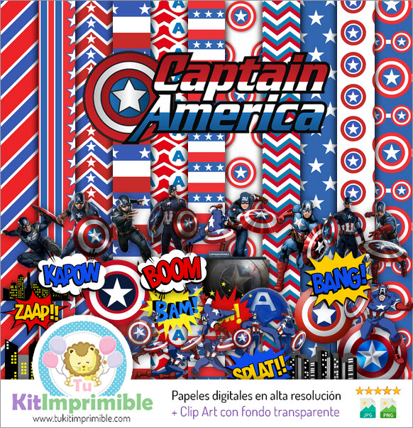 Captain America M2 Digital Paper - Patterns, Characters and Accessories