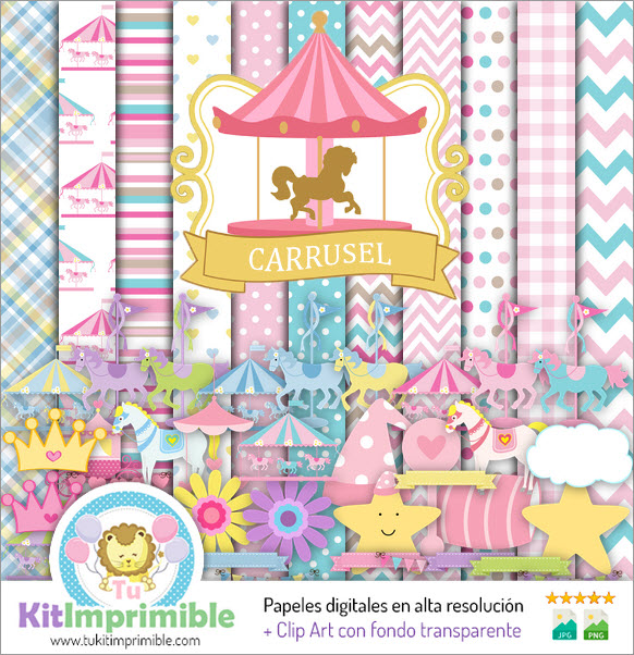 Carousel M1 Digital Paper - Patterns, Characters and Accessories