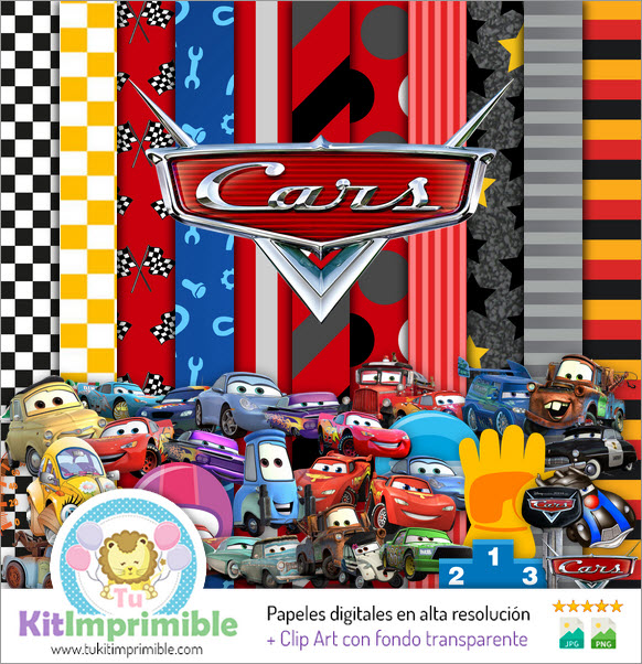 Papel Digital Cars Mcqueen M1 - Patrones, Personajes y Accesorios