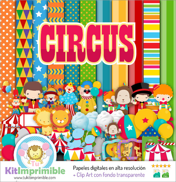 Papel Digital Circo Payasos M1 - Patrones, Personajes y Accesorios