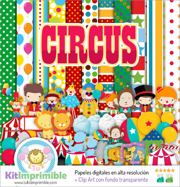 Papel Digital Circo Payasos M5 - Patrones, Personajes y Accesorios