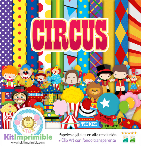 Papel Digital Circo Payasos M7 - Patrones, Personajes y Accesorios