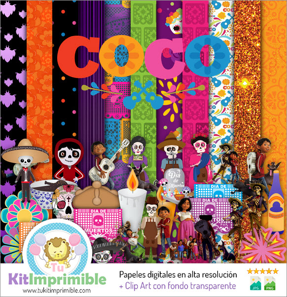 Papel Digital Coco M1 - Patrones, Personajes y Accesorios
