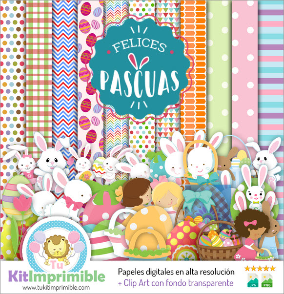 Papel Digital Conejo de Pascua M1 - Patrones, Personajes y Accesorios