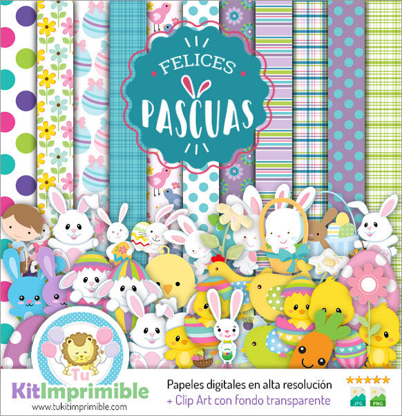 Easter Bunny Digital Paper M2 - Patterns, Characters and Accessories