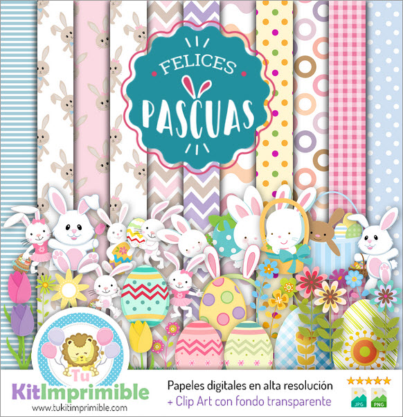 Easter Bunny Digital Paper M5 - Patterns, Characters and Accessories