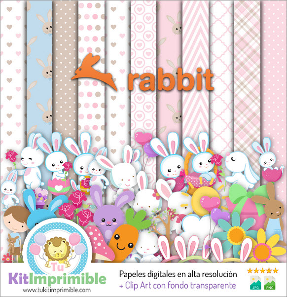 Papel Digital Conejos M1 - Patrones, Personajes y Accesorios