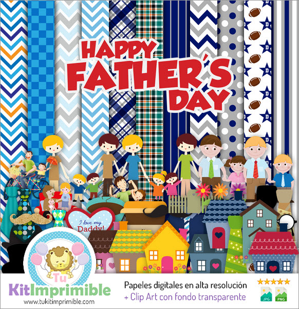 Papel Digital Dia del Padre M1 - Patrones, Personajes y Accesorios