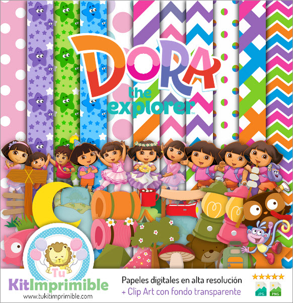 Digital Paper Dora the Explorer M2 - Patterns, Characters and Accessories