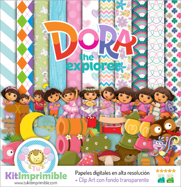 Digital Paper Dora the Explorer M3 - Patterns, Characters and Accessories