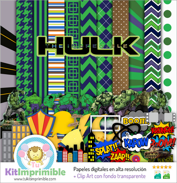 Papel Digital El Increible Hulk M1 - Patrones, Personajes y Accesorios