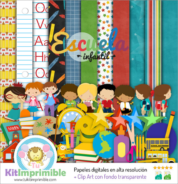 School Digital Paper M5 - Patterns, Characters and Accessories