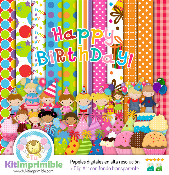 Papel Digital Feliz Cumpleaños M5 - Patrones, Personajes y Accesorios