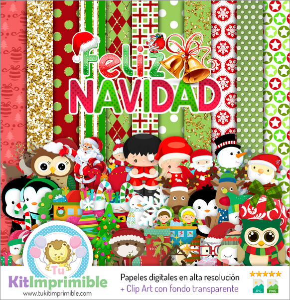 Merry Christmas Digital Paper M1 - Patterns, Characters and Accessories