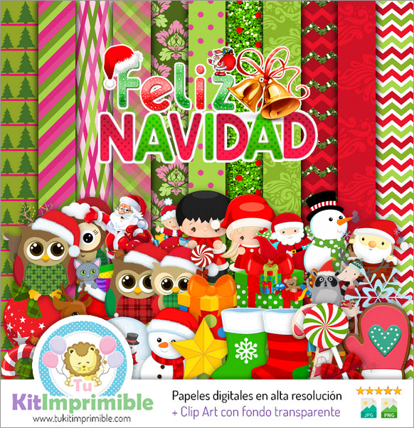 Merry Christmas M3 Digital Paper - Patterns, Characters and Accessories