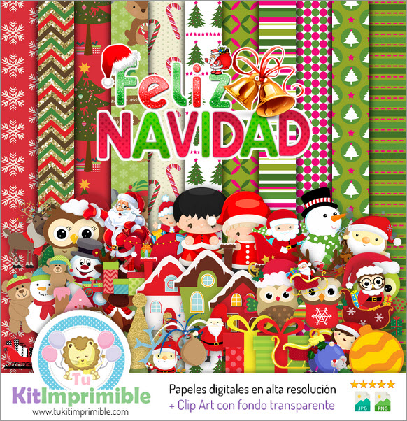Merry Christmas Digital Paper M7 - Patterns, Characters and Accessories