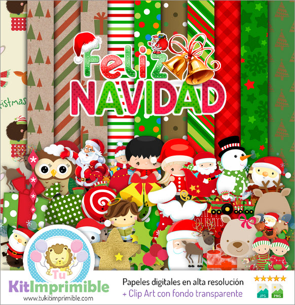 Merry Christmas Digital Paper M9 - Patterns, Characters and Accessories