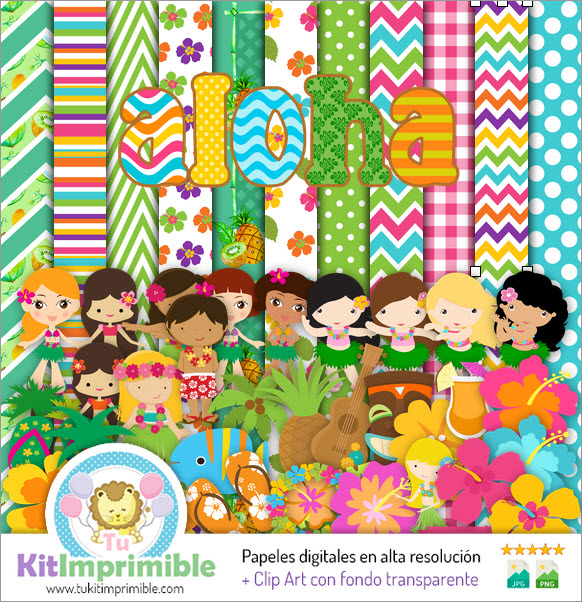 Carta digitale Aloha Hawaiian Party M2 - Motivi, personaggi e accessori