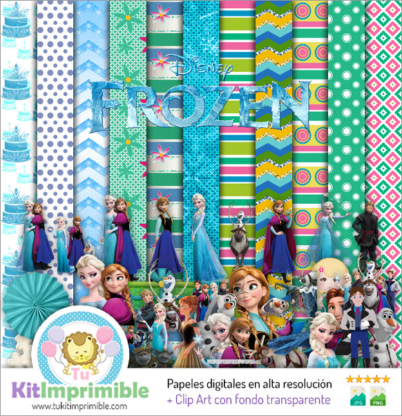 Papel Digital Frozen M1 - Patrones, Personajes y Accesorios