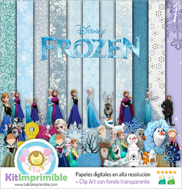 Papel Digital Frozen M10 - Patrones, Personajes y Accesorios