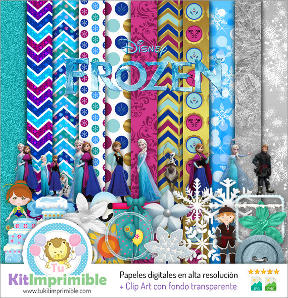 Papel Digital Frozen M11 - Patrones, Personajes y Accesorios
