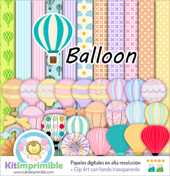 Papel Digital Globo Aerostatico M1 - Patrones, Personajes y Accesorios