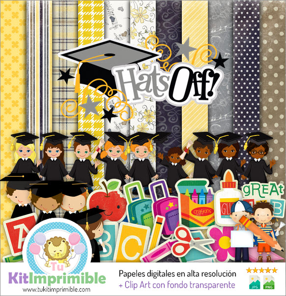 Papel Digital Graduacion M1 - Patrones, Personajes y Accesorios
