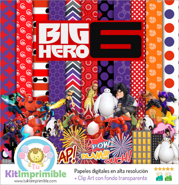 Big Heroes Digital Paper M2 - Patterns, Characters and Accessories