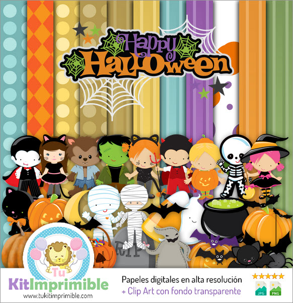 Halloween Digital Paper M17 - Patterns, Characters and Accessories