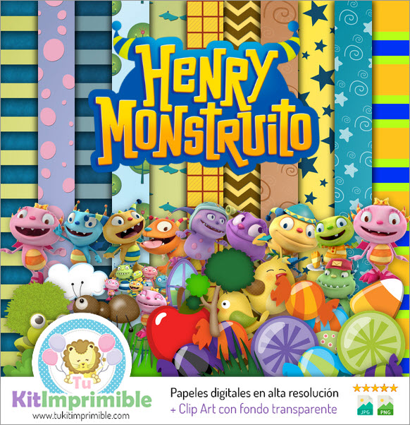 Digital Paper Henry Monstruito M1 - Patterns, Characters and Accessories