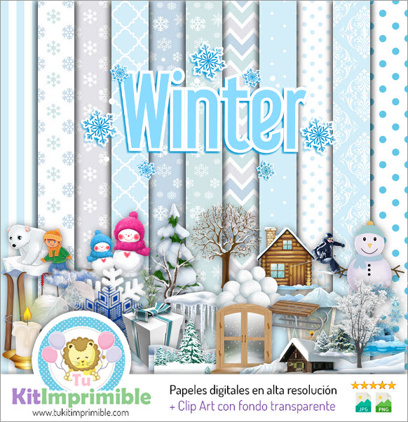 Winter Digital Paper M1 - Patterns, Characters and Accessories