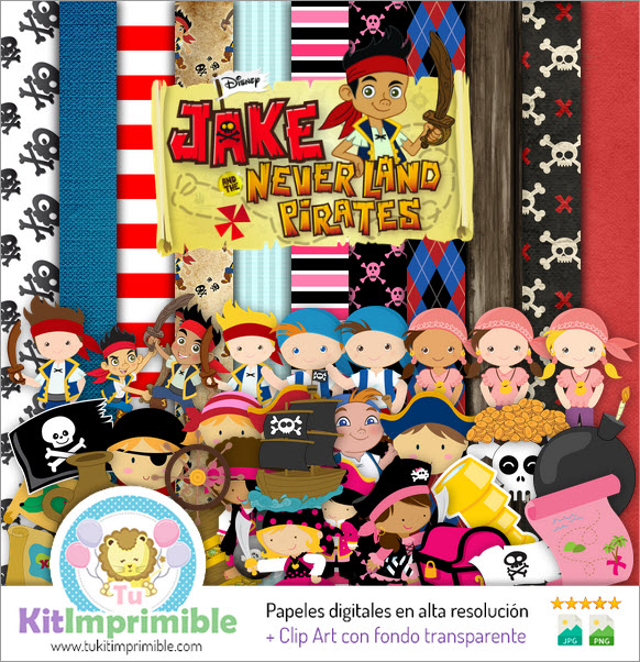 Digital Paper Jack Never Land Pirates M1 - Patterns, Characters and Accessories