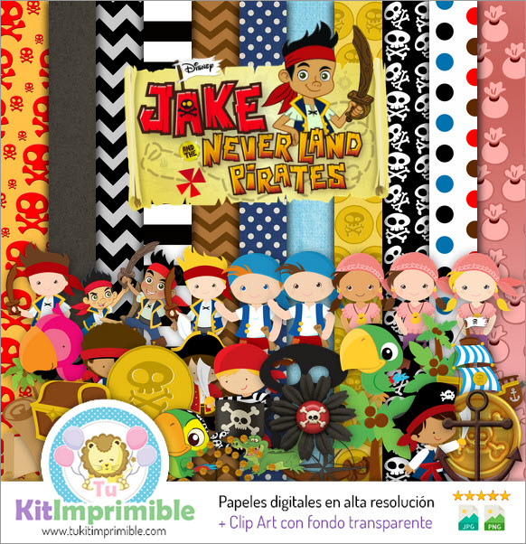 Digital Paper Jack Never Land Pirates M2 - Patterns, Characters and Accessories